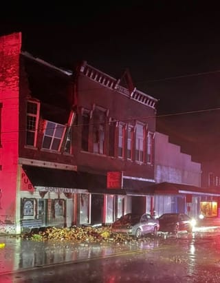 Multiple Buildings Damage From Heavy Winds in Linton and Reports of Person Trapped by Debris
