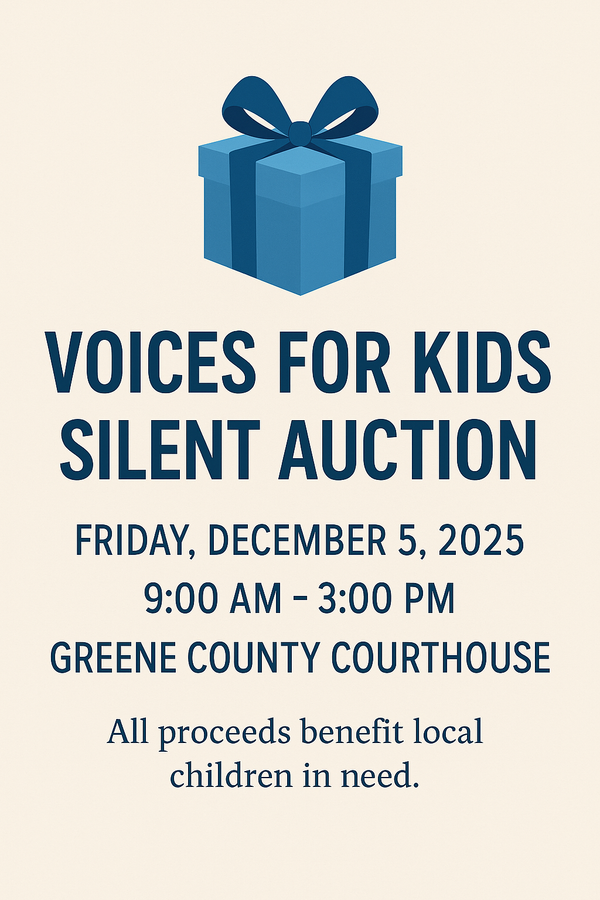 Voices for Kids Silent Auction Returns December 5 at Greene County Courthouse