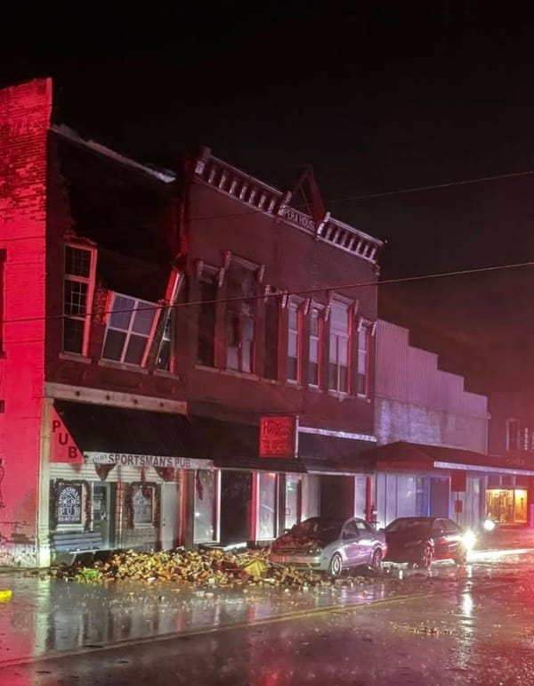 Multiple Buildings Damage From Heavy Winds in Linton and Reports of Person Trapped by Debris